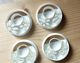 Flower Hollow Circle Earring Cutter | Retro Flower Earrings | Floral Embossed & Debossed Clay Cutter | Botanical Polymer Clay Earrings