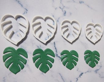 Coupe-feuilles de Monstera (coupe-feuilles Monstera, coupe-feuilles de palmier, coupe-feuilles en pâte polymère, coupe-feuilles, coupe-feuilles jungle, coupe-boucles d'oreilles, imprimé 3D)