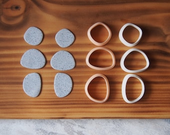 Pebble Organic Earrings Polymer Clay Cutter Set: 3D Printed PLA