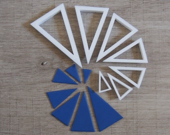 Triangle cutters ( triangle shape, clay clay cutter set, long triangle, polymer clay cutter, cutter set, modern cutter, elongated triangle )