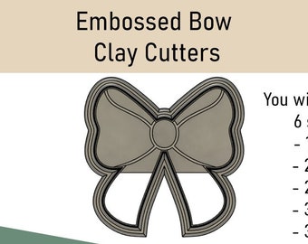 Embossed Bow Clay Cutter STL File: 6 Sizes (Digital Download)