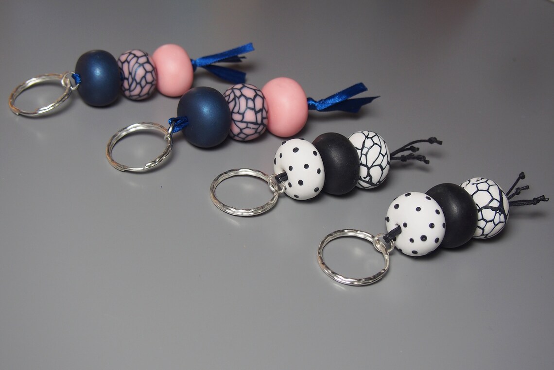 Polymer Clay Beaded Keyring Beaded Keychain Keyholder Etsy UK