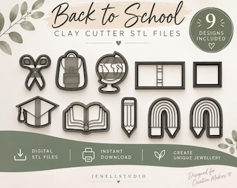 Back to School Clay Cutters STL File: 3D Printing (Instant Download)