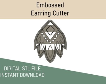 Embossed Feather Earring Cutter STL File: 3D Printing (Digital Download)