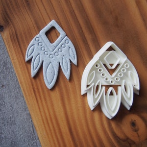 Embossed Earring Cutter (decorative cutter, embossed flower cutter, embossed feathers, polymer clay cutter, embossing cutter, unique earring