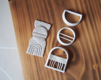 Geometric Polymer Clay Earring Cutters: Embossed Arch Circle Set