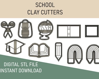 Back to School Clay Cutters STL File: 3D Printing (Instant Download)