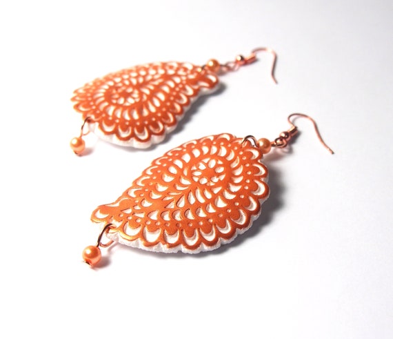 Paisley Earrings Paisley Copper Earrings Rose Gold Earrings | Etsy
