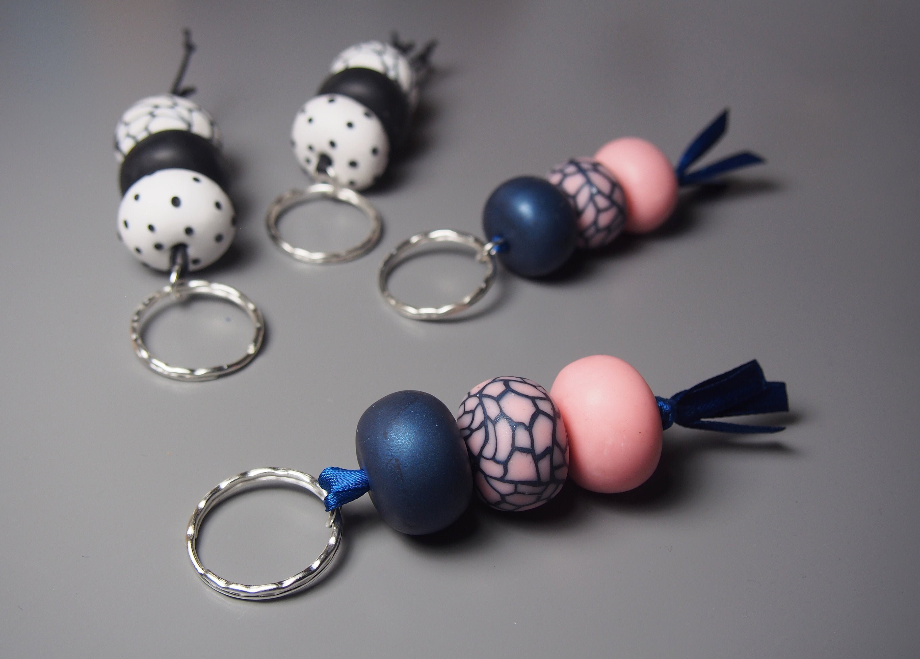 Polymer Clay Beaded Keyring Beaded Keychain Keyholder Etsy UK