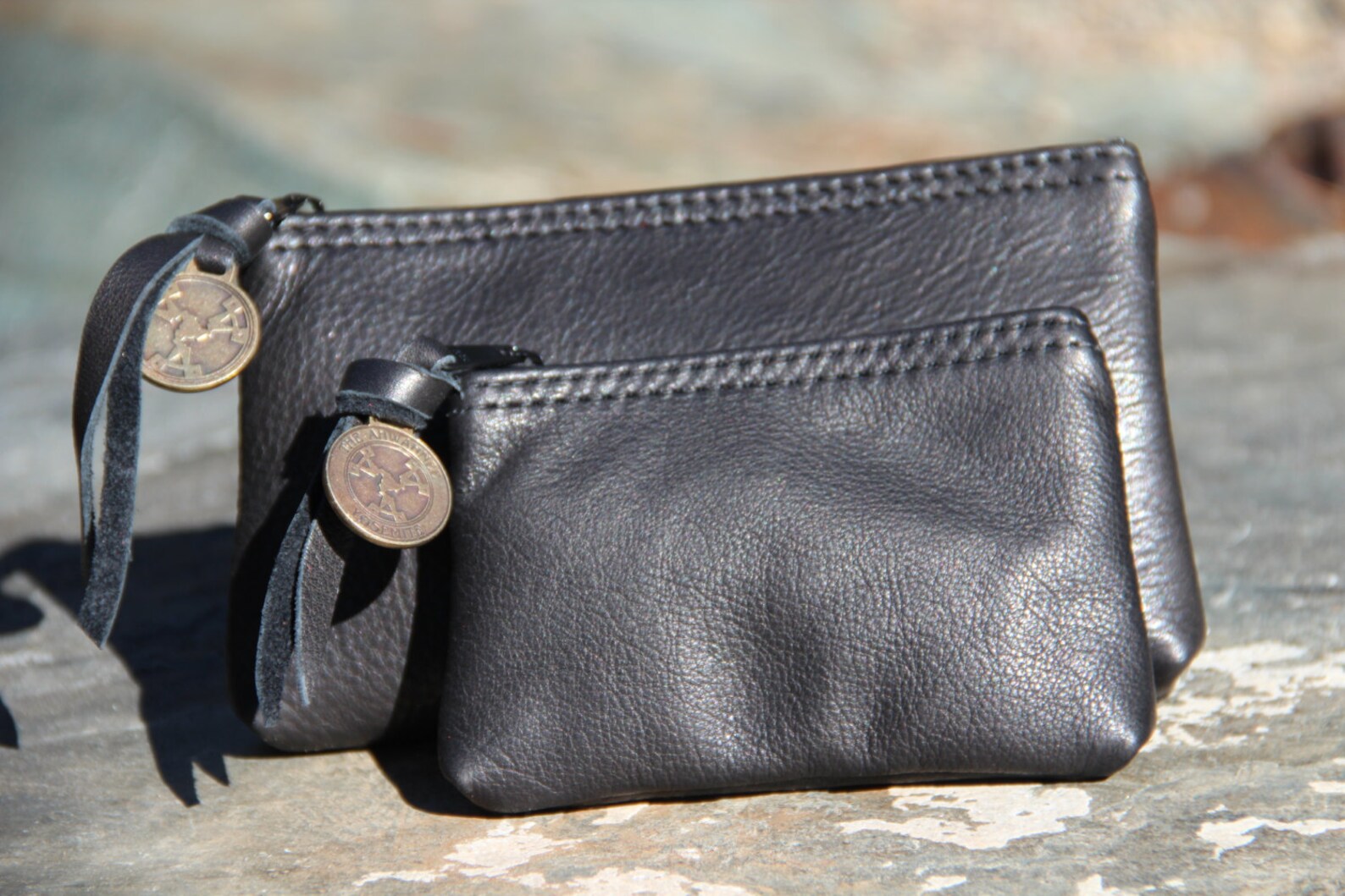Small Leather Zipper Pouch Etsy