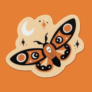 Midnight Moth - Vinyl Die-Cut Stickers - 3" - Halloween - Vintage - Spooky - Cute - Deathshead Moth - Skull - Witchy