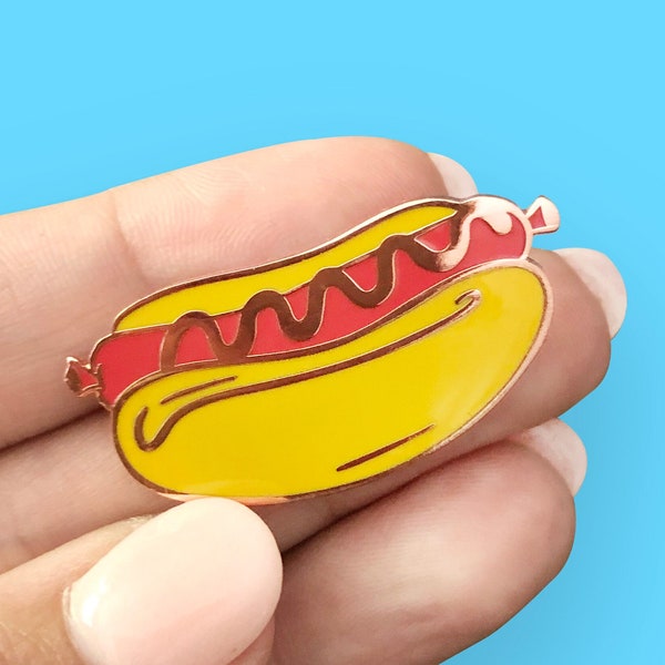 Franks A Lot Hot Dog Pin - 1.5" Hard Enamel - BBQ - Copper - Barbeque - Snack - Picnic - Summer - Cute - Sausage - Grill - Father's Day