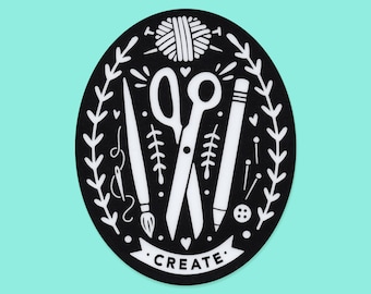 Creator's Club Vinyl Die-Cut Stickers - 2.5x3" - Teal - Black - Maker - Craft - Knit - Sewing - Drawing - Painting - Art Supplies - Create