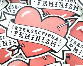 Intersectional Feminism - Vinyl Die-Cut Stickers - 3" - Pink - Tattoo Inspired - Feminist