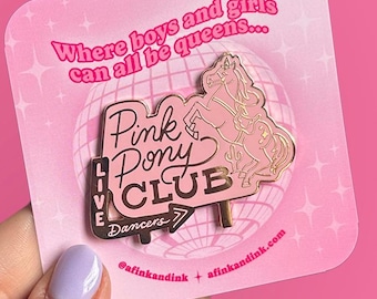 SECONDS SALE - Pink Pony Club Sign Enamel Pin - 2" - Good Luck Babe - Midwest Princess - Hot to Go