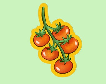 Cute Cherry Tomato Vine Vinyl Sticker - Summer