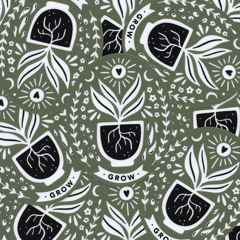 Grow Vinyl Die-Cut Stickers - 2.5x3" - Green - Green Thumb - Houseplants - Gardener - Garden - Plants image 3