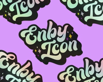 Enby Icon - Rainbow Holographic Vinyl Die-Cut Sticker - Pride - Queer - Transgender - Nonbinary - LGBTQIA+ - Waterproof - Bumper Sticker