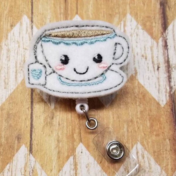 Tea badge reel, nurses badge reel, medical badge reel, nurses gift, hospital badge reel, hot tea badge reel, retractable badge reel, badge