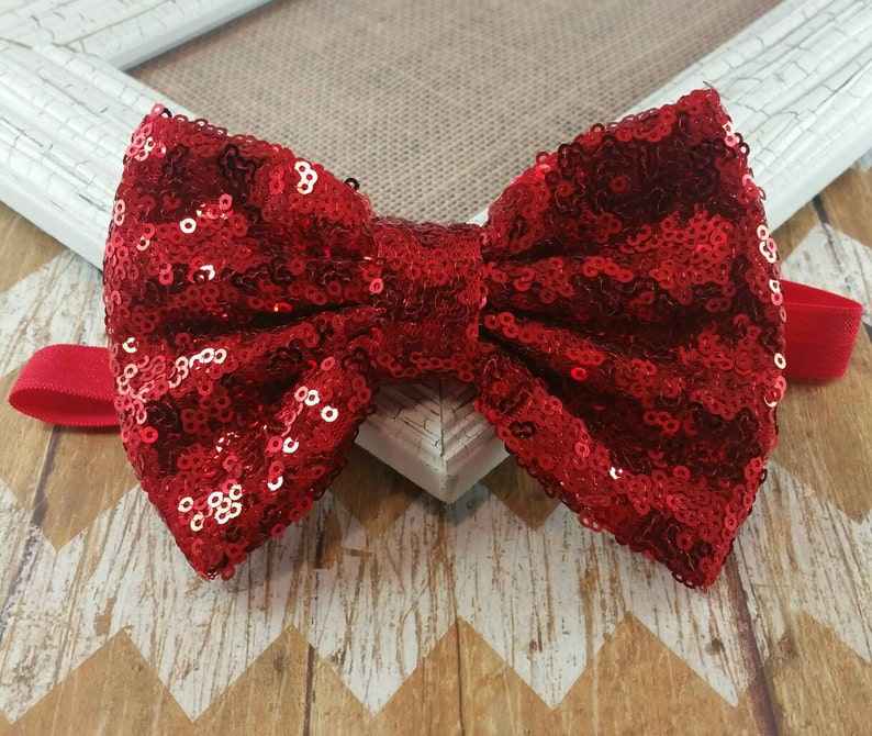 Large Red Sequin Bow Headband