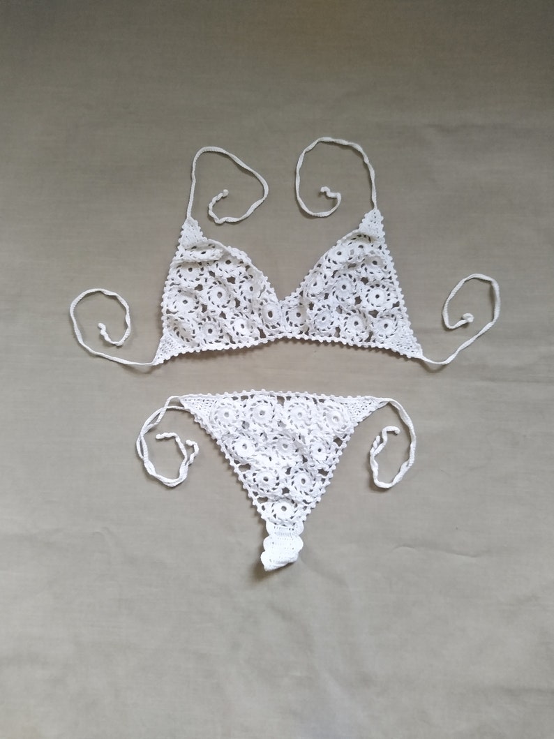 Bikini See Through White Bikini Crochet Bikini Crochet - Etsy UK