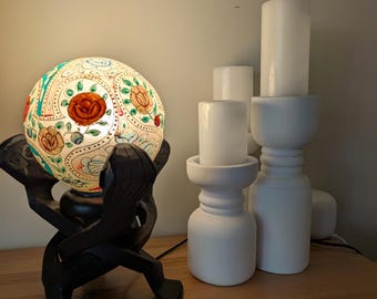 ヴィンテージの手描きラクダ膀胱ランプ：ボヘミアンパキスタン