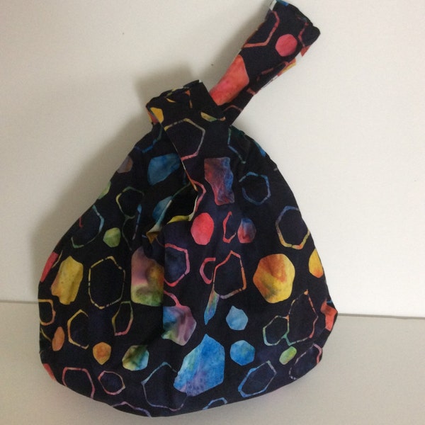 Psychedelic coloured Japanese Knot Bag