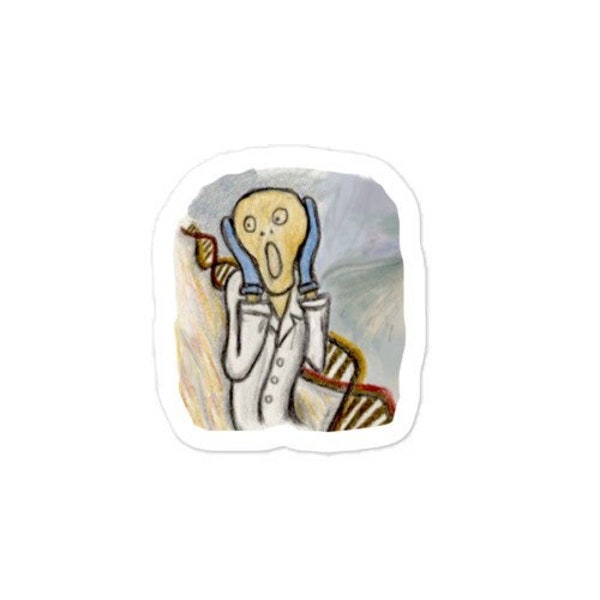 Sticker parodie Le cri « La science, c'est de l'art » de Munch / Le cri d'Edvard Munch