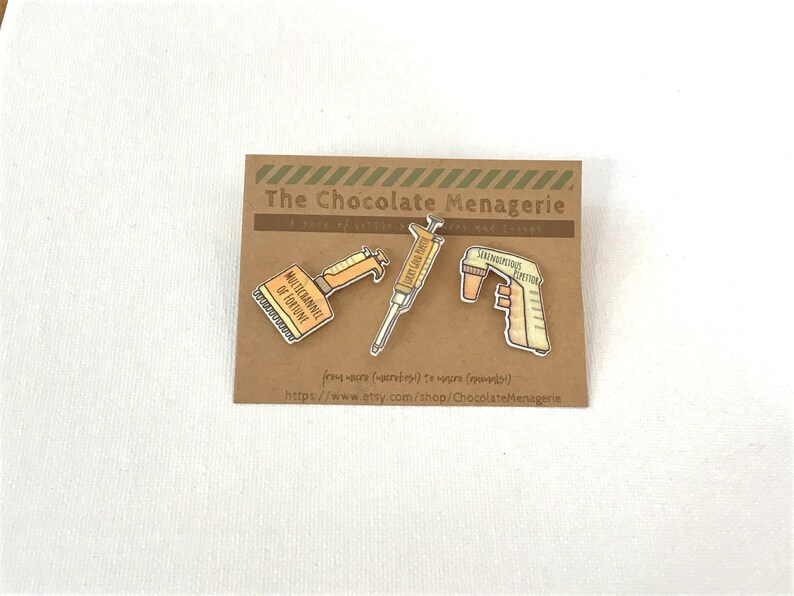 Handmade Lucky Gold Pipettor Pin Electronic Pipettor Pipet-Aid Serological Pipette pin Lapel Pin or Button or Brooch