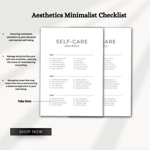 Aesthetic Self-care Checklist, Daily Wellness Planner, Selflove Tracker ...