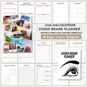 Vision Board Planner Notebook, Law of Attraction Journal, Daily Affirmation Journal, Wellness Planner, Manifesting Tool, Dream Board Journal