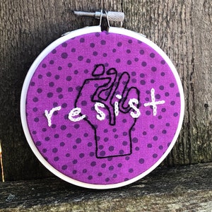 Resist Hand Embroidery Hoop Art image 1