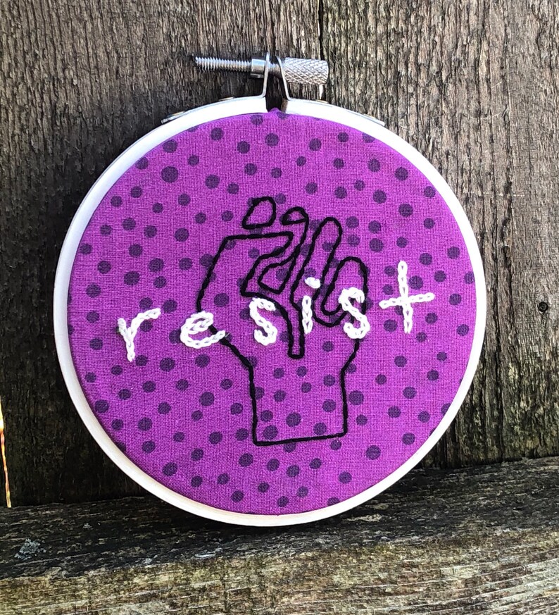 Resist Hand Embroidery Hoop Art image 1