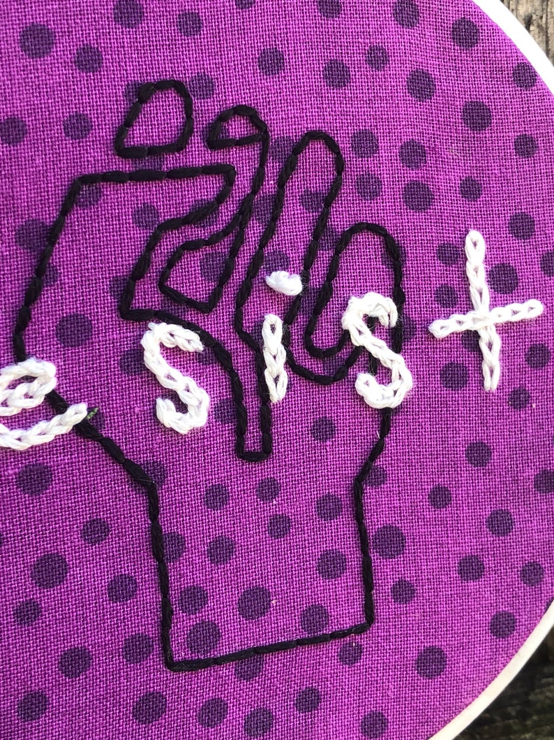 Resist Hand Embroidery Hoop Art image 2