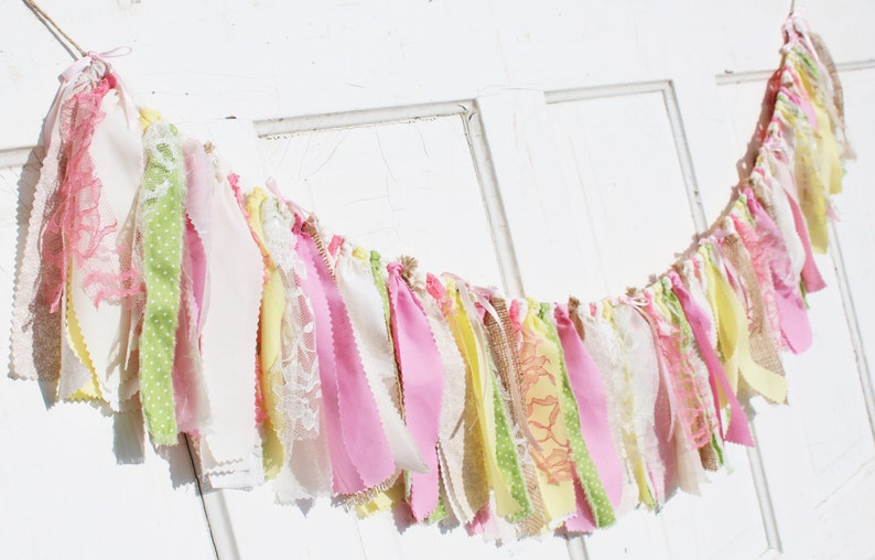Lemonade Burlap Lace Garland Pink Lemon Yellow Green Dots Fabric Banner Vintage Inspired Happy Birthday Party Decoration Wedding Drink Table