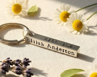Baby Birth Details Keyring | Personalised Baby Stats Keepsake