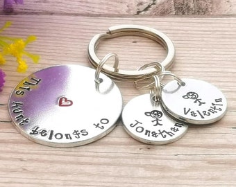 This Auntie Belongs To Keyring, Personalised Gift For Aunty, Children Name Keychain, Gift For Sister, Aunt Birthday, Gift From Niece, Nephew