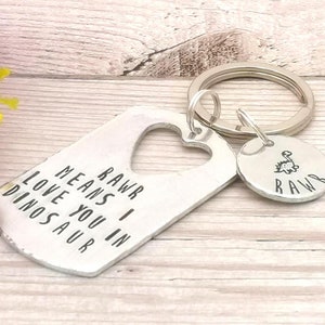 Rawr Means I Love You In Dinosaur Keyring, Roar Keychain, Cute Dinosaur Gifts, Gift For Girlfriend, Boyfriend Gift, Anniversary Gift For Her