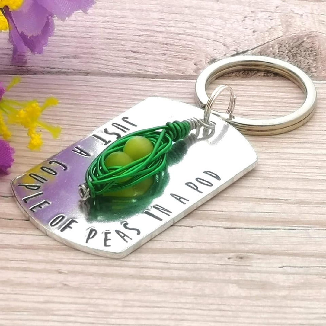 Pea Pod Keyring Just A Couple of Peas in A Pod Two Peas in A Etsy UK