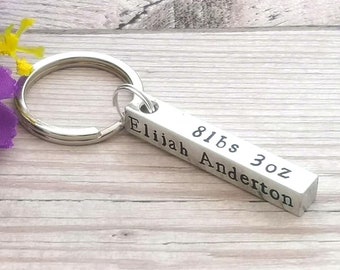 New Dad Christmas Gift, Personalised New Baby Gift, Baby Birth Details Keyring, Daddy Keyring, Dad Keyring, Gift For Daddy, Gift For Husband