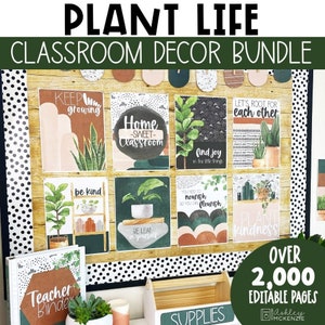 Boho Plants Classroom Decor Bundle Calm Classroom Decorations Back to School Bulletin Board Ideas Nature Inspired Classroom Decor Theme
