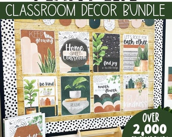 Boho Plants Classroom Decor Bundle Calm Classroom Decorations Back to School Bulletin Board Ideas Nature Inspired Classroom Decor Theme