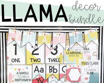 Llama and Cactus Classroom Decor Bundle, Easy and Modern Classroom Decorations