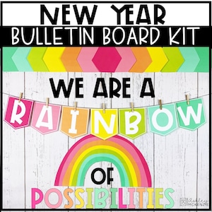 Rainbow Back To School Bulletin Board or Classroom Door Decor, Easy and Modern Classroom Decorations