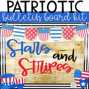 Quadro de avisos patriótico para a porta da sala de aula do 4 de julho, ideias para quadro de avisos do Dia dos Veteranos, tema do Memorial Day, vermelho, branco e azul
