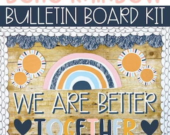 Boho Rainbow Back To School Bulletin Board or Classroom Door Decor, Easy and Modern Classroom Decorations