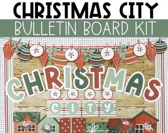 Christmas City Bulletin Board Kit, Winter Classroom Decor, Easy Holiday Classroom Decorations