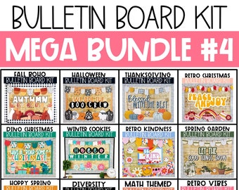 Bulletin Board Kits Bundle #4, Seasonal Decor for the Whole Year, 12 Monthly Kits, Easy and Modern Classroom Decorations