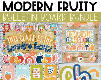 Modern Fruity Back to School Classroom Decor, Bulletin Board Kit, Classroom Posters, A-Z Letters, Door Decor, Easy Classroom Decorations