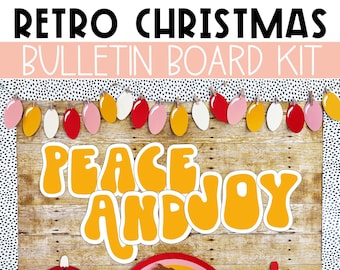 Christmas Retro Theme Bulletin Board Kit, Easy Holiday Classroom Decorations